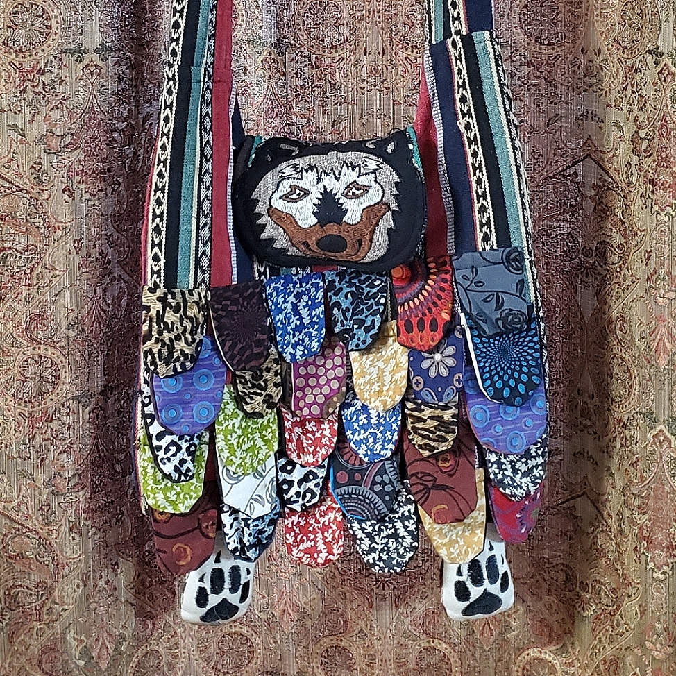 Wolf Boho Hobo Patchwork Bag